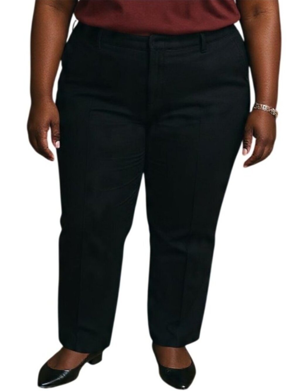 Worthington Plus Size 18W Trousers Dress Pants Black Straight Leg Classic Work